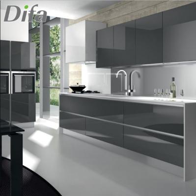 China Modern High Gloss Light Gray Lacquer Kitchen Cabinet, Cabinet System for sale