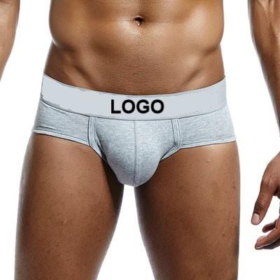China Antibacterial Custom LOGO Low Waist Cotton Mens Boxer Briefs for sale
