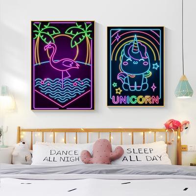 China Modern Neon Design Japanese Wave Ramen Sushi Cat Fuji Sakura Wall Art Print Poster Japan Food Culture Canvas Painting for Kitchen Decor for sale