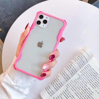 China factory wholesale thin transparent Anti-fall PU phone case with colorful bumper phone case for sale