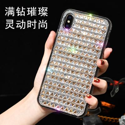 China Anti-fall two color mobile phone case and bag manufacturer For Triangle Glass glitter Diamond Phone Cover Case for sale