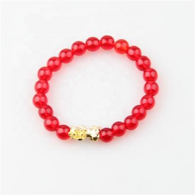 China CLASSIC High Quality Natural Stone Jewelry Women Elastic Red Agate Bracelet Bangle for sale