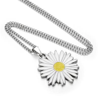 China Stainless Steel Chrysanthemum Charm Necklace Fresh Flower Necklace Environmental Friendly Gift For Women for sale