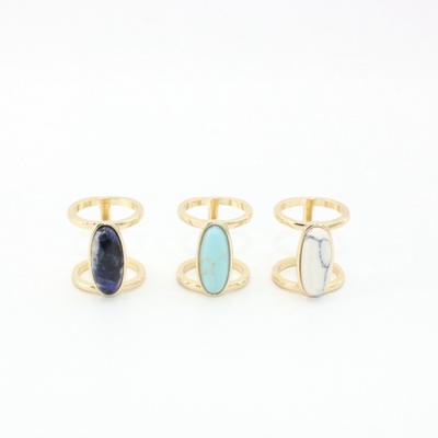 China Handmade Popular Unique BOHEMIA Design Women Statement Gold Plated Resin Stone Vintage Ring Jewelry for sale