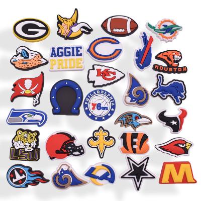 China Clog Charms 2022 NFL Sports Teams Logos Croc Charms Shoe Charms Clogs Shoe Accessories Ornaments Party Gift for sale