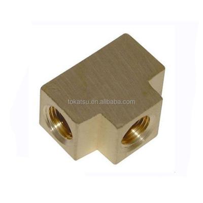 China Connect to female machine and pipe thread, female equal tee bspt block brass adapter for sale