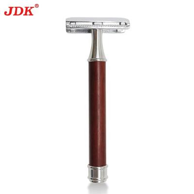 China Single blade safety razor for men and women high quality single edge double blade wood handle razor for sale