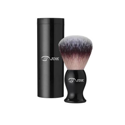 China Wholesale Custom Black Color Men Beard Synthetic Vegan Shaving Brush Custom Shaving Brush With Travel Tube for sale