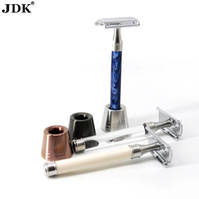 China Double Blade Edge Safety Razor Safety Razor Set Twin Traditional Acrylic Resin Handle Long for sale