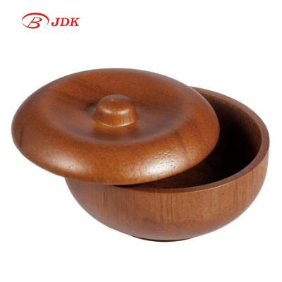 China Hot Selling JDK Wooden Shaving Bowl Beard Brush Men Use Dark Color Shaving Bowl With Lid For Soap Mug Cup for sale