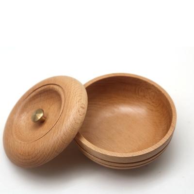 China JDK High Quality Men's Use Mens Shaving Soap Cream Cup Wooden Shaving Bowl With Lid for sale