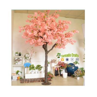 China Eco-friendly Materials Tornado Crafts Shopping Mall Artificial Fiberglass Trunk Cherry Blossom Tree Pink for sale