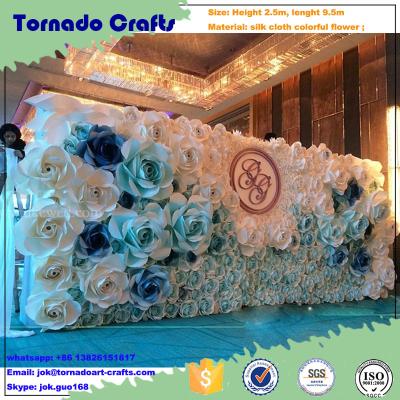 China Waterproof flower backdrop for weddings and events with hydragea and large roses for sale