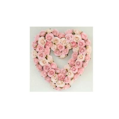 China 2018 New Touch Wedding Decoration Artificial Silk Rose Natural Heart Shaped Wedding Wreaths Car Decoration Flowers for sale