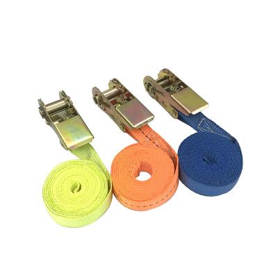 China Best Polyester Retractable Heavy Duty Small Ratchet Tie Down Lashing Cargo Load Straps For Car / Trailer And Truck Tie Downs for sale