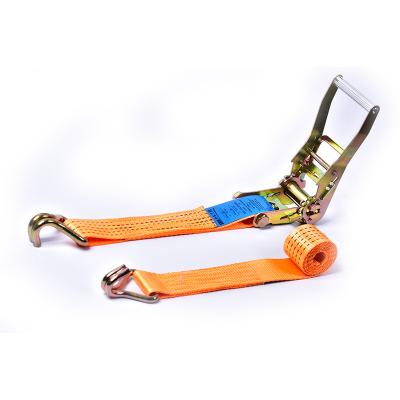 China Wholesale 50mm Polyester Ratchet Tie Down Strap Cargo Lashing Strap With Double J-Hooks for sale