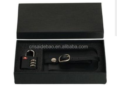 China New Fashion Trendy Gift Box Packing Leather Luggage Tag And TSA Lock Set for sale