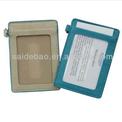 China PU Genuine Leather Employee Pass Card Holders Job Card Holders Eco-friendly Name Card Sleeves for sale