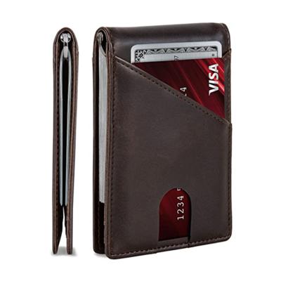 China 2021 RFID Wallet Custom Men's Small Slim PU Leather Minimalist Front Pocket Card Holder Wallet for sale