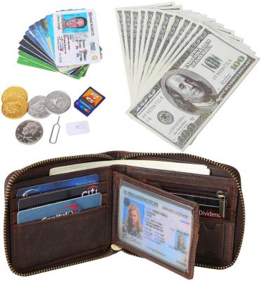 China RFID Double Fold Leather Wallet/Classic Wallet Card Case Wallet Real Belt Zipper for sale