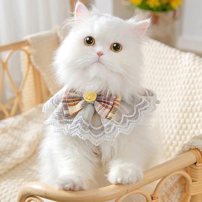 China Viable Bib Collar Puppy Collar Decorative Dog Bow Tie Bell Lace Up Cat Collar New Year Pet Bib for sale