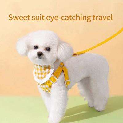 China Viable Type Anti-lost Dog Vest Collars And Leashes Small Puppy Chest Harness Dog Leash Pet Collars Harness for sale