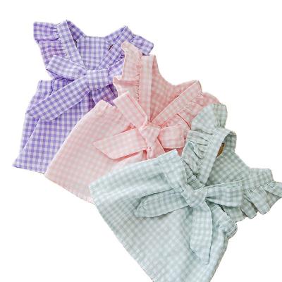 China Hipidog Direct Deal Matcha Stocked Flight Small Sheath Plaid/Plaid Bow Dress Dog Dress Spring Skirt Slim Pet Clothing Summer Style for sale