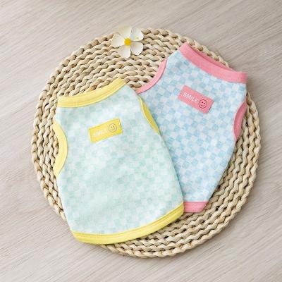 China Viable Small and Medium Summer Dog Pet Clothes Slim Contrast Checkerboard Vest Cat Biped Clothing Summer Puppy for sale