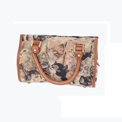 China Best Selling Vintage Carrying Bag Cats Print Luggage Bag Brown Leather Luggage Bags Online Shopping for sale