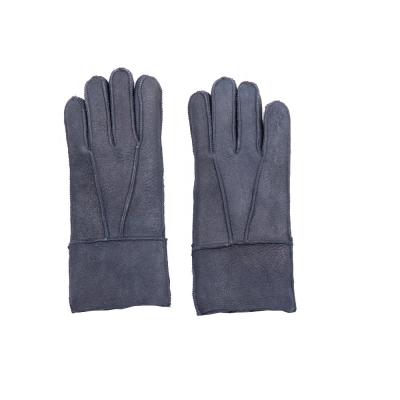 China Gray Color Best Cheap Single Mitten Men's Lambskin Sheepskin Gloves for sale