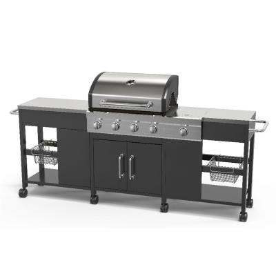 China Easily Assembled Gas Grills Large Size With Side Burner And Side Tables Large Stainless Steel Gas Grill for sale