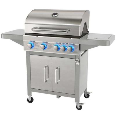 China Larger Easily Assembled Heavy Duty Grills Propane 4-Burner Grill Stainless Steel Cabinet Style with LED Controls and Side Burner Gas Grill for sale