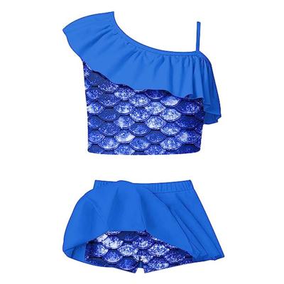 China QUICK DRY Elastic Girls' Swimsuit 2-Piece Ruffle Bathing Suits for Kids 5-12 Year Swimming Class for sale