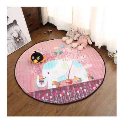 China Educational Toy Comfortable and Patterned Baby Round Cute Children Rug Play Mat Folded Bag Organizer 150 x 150 cm for sale