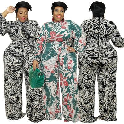 China 2022 Spring New Long Size Women's Long Lasting Clothing Printed Knitted Floral Printing Plus Size Overalls for sale