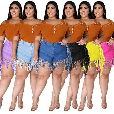 China 2021 QUICK DRY popular brim tassel suede denim shorts plus size women's sexy ripped short jeans women's casual straight jeans pants women for sale