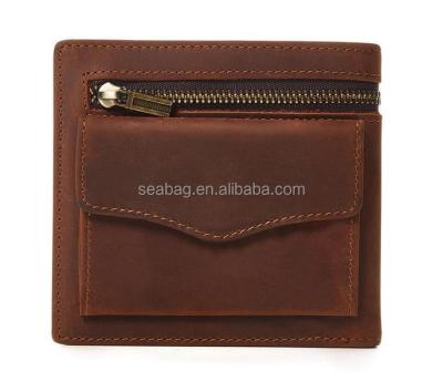 China RFID Zipper Wallet In Vintage Crazy Horse Mens Leather Wallet for sale