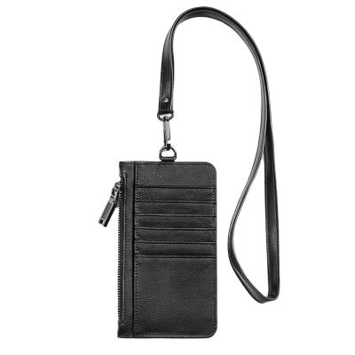 China PU Leather /Genuine Unisex Wallet Wire Wallet Lanyard Coin Purse Cell Phone Main Purse Chain Card Holder for sale