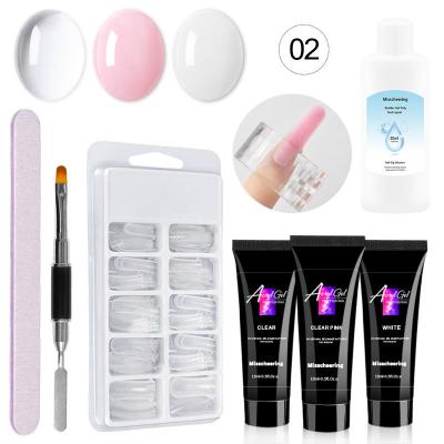 China 2021 Newest Fashionable Designed Nail Extension Gel Set 15ml Double Brush Nail Extension Set Crystal Gel Set for sale