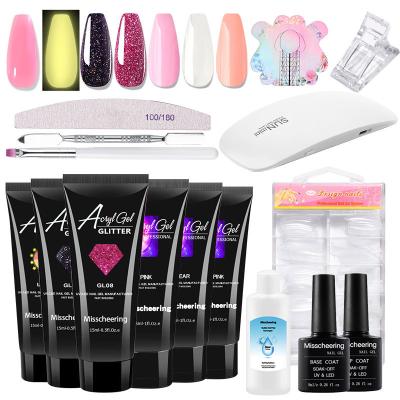 China 2021 Fashionable Newest Designed Extension Gel Set Crystal Nail Kit With UV Led Lamp Nail DIY Professional Tools for sale