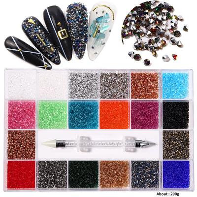 China Mixed Nail Art Fashionable Hot Sale Diamond Grid Nail Glitter Box Rhinestone Rhinestone Decoration Set Jewelry 21 for sale