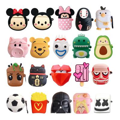 China Light Drop Shipping Hot Selling Airpods 1/2 Cute Cartoon 3D Skin Cover Wireless Headphone Case For Apple for sale