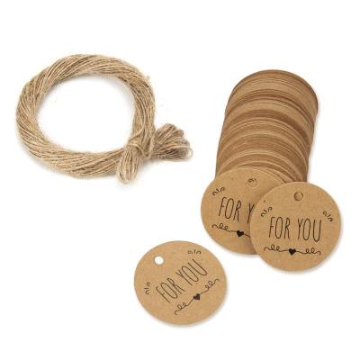 China 100pcs Round Craft Paper Waterproof Gift Tags Small Kraft Paper Tags With String For Wedding Party DIY Hang Tags Cards for sale