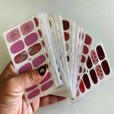 China 2021 New Style Trendy Private Label Custom Nail Polish Strips Real Stickers Full Cover Press On Nail Sticker for sale