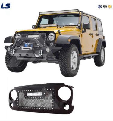 China 2007-2016 Jeep Wrangler JK Stainless Steel and ABS Grille with One LED Light for sale