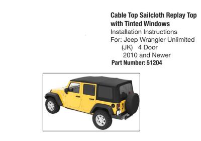 China 51204 Fabric Rugged Ridge Soft Top for Jeep Wrangler Unlimited Jk 4 Door 2010+ for sale