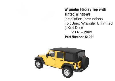 China 51201 Jeep Wrangler Jk 4 Door 2007-2009 Fabric Replay Soft Top with Tinted Windows for sale