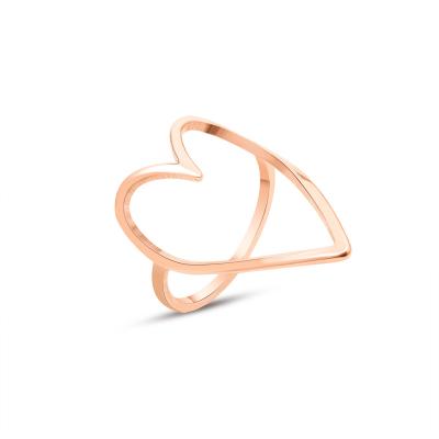 China 2021 Hot Selling Love Heart TRENDY Hollow 18K Titanium Steel Colorless Gold Plated Stainless Steel Rings Ring for sale