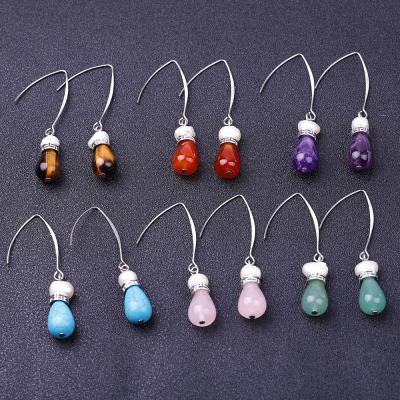 China New Fashion Stainless Steel Ear Hook Women's Natural Stone Earring Jewelry TRENDY High Quality Water Drop for sale