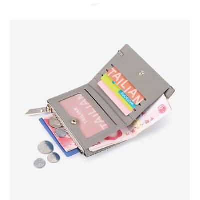 China 2021 Fashion Classic Simple Double Frosted Short PU Leather Wallets For Trendy Women for sale